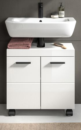 Waschbeckenunterschrank Talerno in wei� Hochglanz Badezimmer Unterschrank 60 x 58 cm