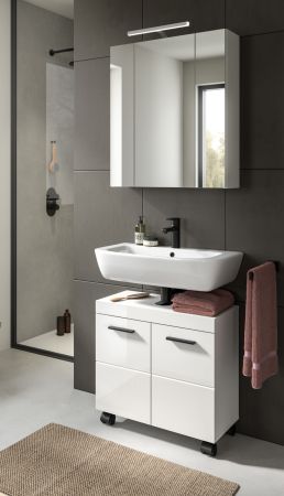 Waschbeckenunterschrank Talerno in wei� Hochglanz Badezimmer Unterschrank 60 x 58 cm