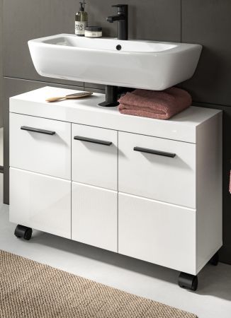 Waschbeckenunterschrank Talerno in wei� Hochglanz Badezimmer Unterschrank 80 x 58 cm