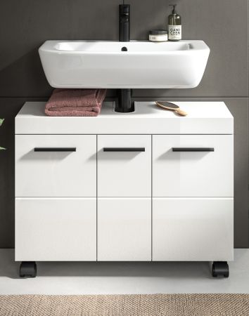Waschbeckenunterschrank Talerno in wei� Hochglanz Badezimmer Unterschrank 80 x 58 cm