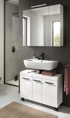 Waschbeckenunterschrank Talerno in wei� Hochglanz Badezimmer Unterschrank 80 x 58 cm
