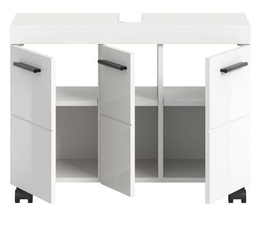 Waschbeckenunterschrank Talerno in wei� Hochglanz Badezimmer Unterschrank 80 x 58 cm