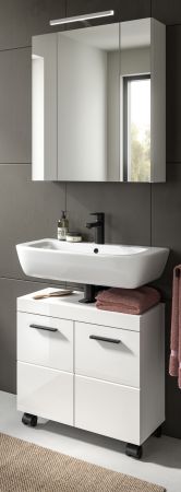 Badm�bel Set 2-teilig Talerno in wei� Hochglanz Badkombination 60 x 191 cm