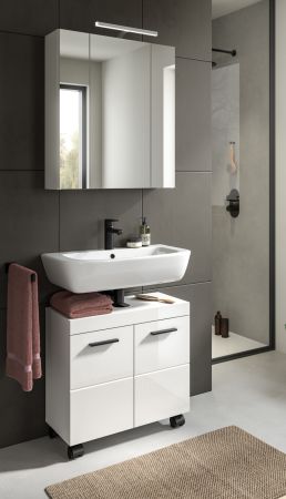 Badm�bel Set 2-teilig Talerno in wei� Hochglanz Badkombination 60 x 191 cm