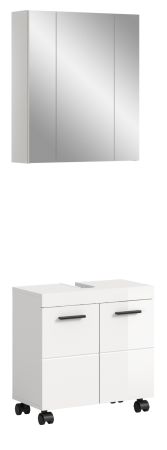 Badm�bel Set 2-teilig Talerno in wei� Hochglanz Badkombination 60 x 191 cm