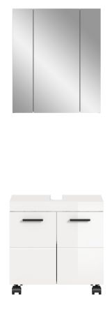 Badm�bel Set 2-teilig Talerno in wei� Hochglanz Badkombination 60 x 191 cm