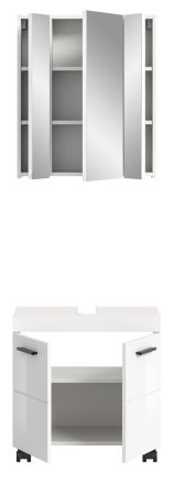 Badm�bel Set 2-teilig Talerno in wei� Hochglanz Badkombination 60 x 191 cm