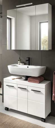 Badm�bel Set 2-teilig Talerno in wei� Hochglanz Badkombination 82 x 191 cm