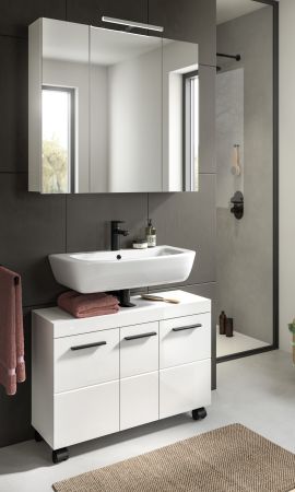 Badm�bel Set 2-teilig Talerno in wei� Hochglanz Badkombination 82 x 191 cm