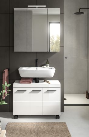 Badm�bel Set 2-teilig Talerno in wei� Hochglanz Badkombination 82 x 191 cm