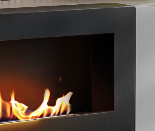 TV-Lowboard Set iLike hellgrau, schwarz und Artisan Eiche TV Unterteil mit Bio Ethanol Kamin und Akustikpaneel 160 cm