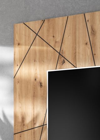 TV-Lowboard Set iLike in hellgrau und Artisan Eiche TV Unterteil mit Akustikpaneel 160 cm, Push-to-Open