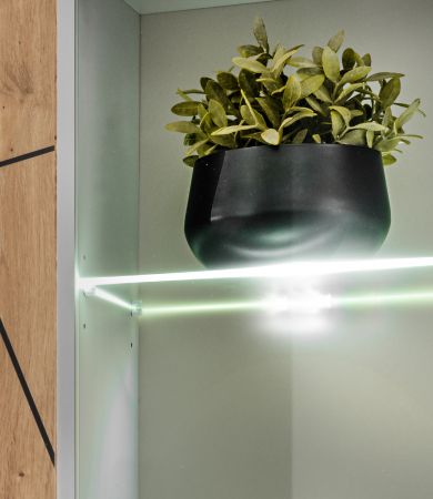 Wohnwand iLike in hellgrau, schwarz und Artisan Eiche TV Unterteil mit Bio Ethanol Kamin 200 cm inklusive LED