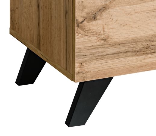 TV-Lowboard Bonfire in Wotan Eiche und schwarz TV Unterteil mit Ethanol Kamin 150 cm