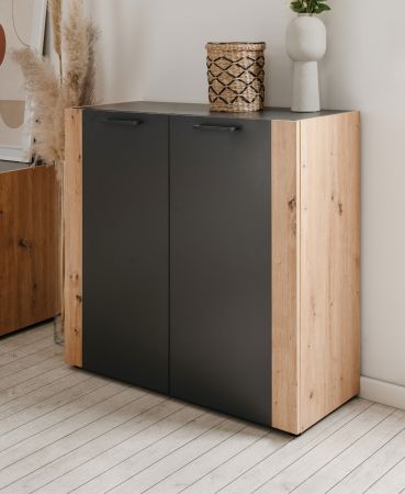 Kommode Kampen in grau und Artisan Eiche 89 x 85 cm