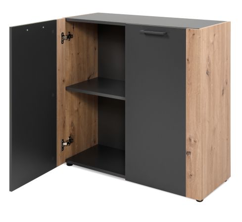 Kommode Kampen in grau und Artisan Eiche 89 x 85 cm