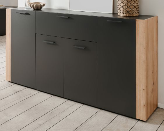 Sideboard Kampen in grau und Artisan Eiche 162 x 85 cm