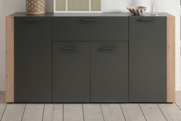 Sideboard Kampen in grau und Artisan Eiche 162 x 85 cm