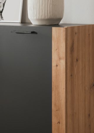 Sideboard Kampen in grau und Artisan Eiche 162 x 85 cm