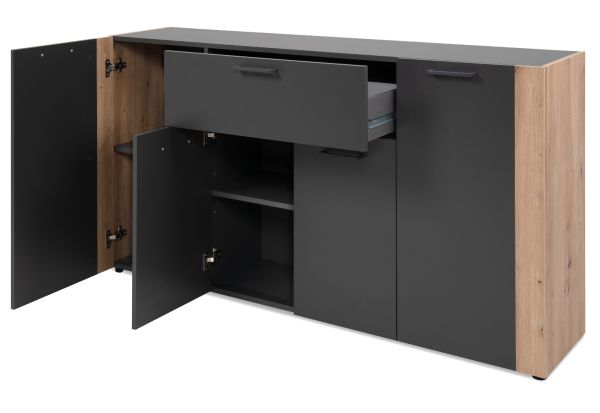 Sideboard Kampen in grau und Artisan Eiche 162 x 85 cm