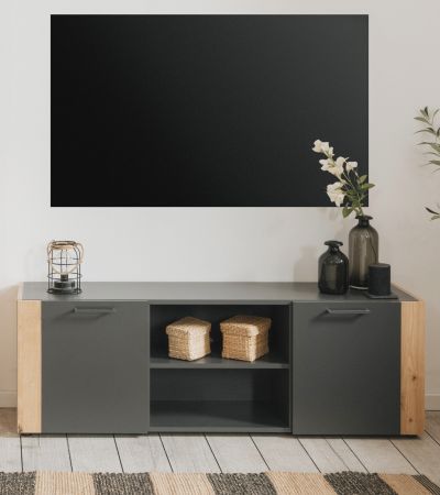 TV-Lowboard Kampen in grau und Artisan Eiche 138 cm