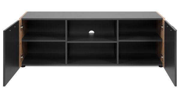 TV-Lowboard Kampen in grau und Artisan Eiche 138 cm