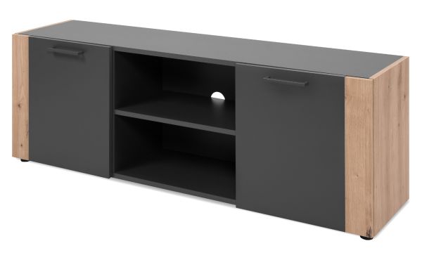 TV-Lowboard Kampen in grau und Artisan Eiche 138 cm