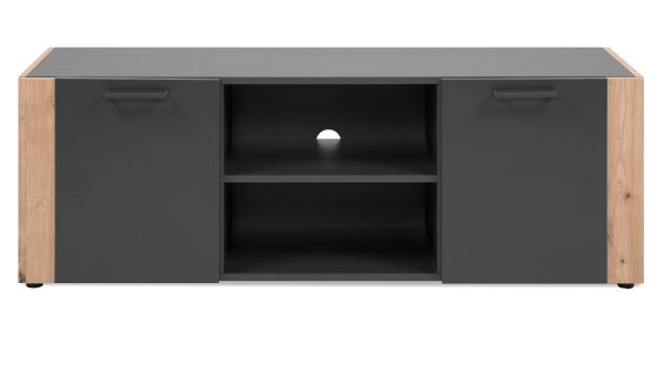 TV-Lowboard Kampen in grau und Artisan Eiche 138 cm