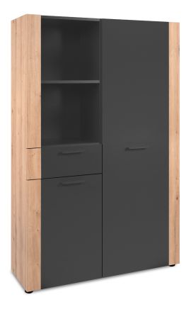 Highboard Kampen in grau und Artisan Eiche 100 x 155 cm