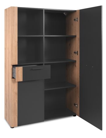 Highboard Kampen in grau und Artisan Eiche 100 x 155 cm