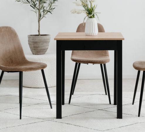 Esstisch Prag in Artisan Eiche und schwarz 60 x 67 cm