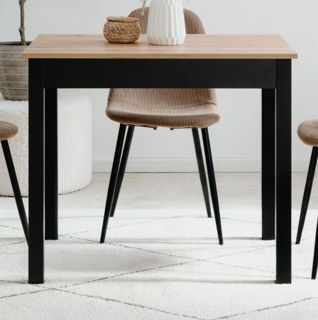 Esstisch Prag in Artisan Eiche und schwarz 90 x 67 cm