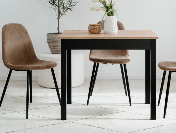 Esstisch Prag in Artisan Eiche und schwarz 90 x 67 cm