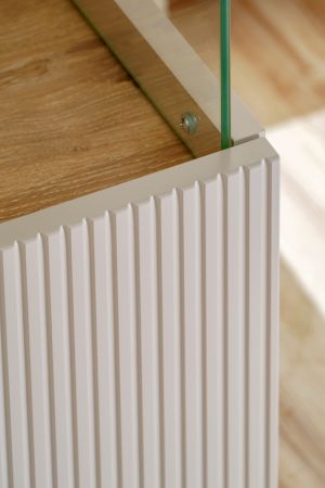 Wohnwand Cathlyn in Viking Eiche und Kaschmir Schrankwand 4-teilig inkl. Beleuchtung 350 cm