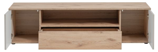 TV-Lowboard Cathlyn in Viking Eiche und Kaschmir TV Unterteil mit gefr�sten Rillen 160 x 42 cm