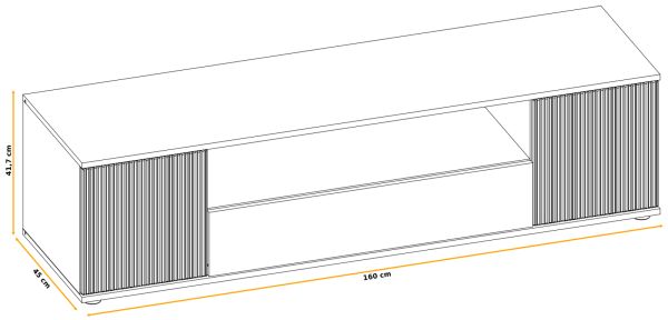 TV-Lowboard Cathlyn in Viking Eiche und Kaschmir TV Unterteil mit gefr�sten Rillen 160 x 42 cm