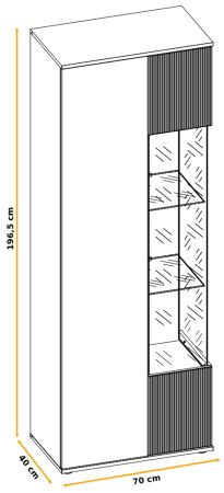 Vitrine Cathlyn in Viking Eiche und Kaschmir Vitrinenschrank mit gefr�sten Rillen inkl. LED