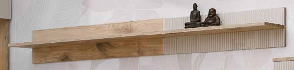 Wandboard Cathlyn in Viking Eiche und Kaschmir Wandregal mit gefr�sten Rillen 160 cm