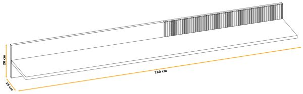 Wandboard Cathlyn in Viking Eiche und Kaschmir Wandregal mit gefr�sten Rillen 160 cm