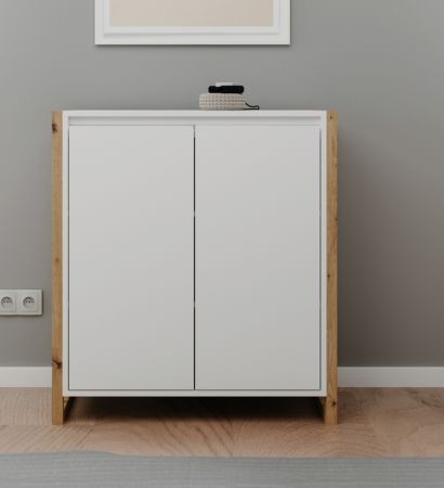 Kommode Malta in wei� und Artisan Eiche 80 x 88 cm