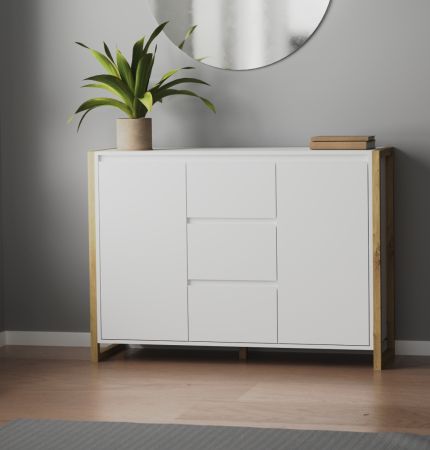 Sideboard Malta in wei� und Artisan Eiche 120 x 88 cm