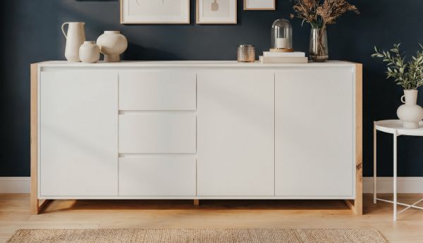 Sideboard Malta in wei� und Artisan Eiche 160 x 88 cm