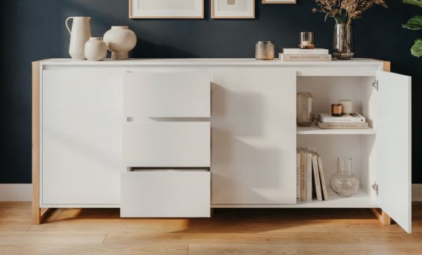 Sideboard Malta in wei� und Artisan Eiche 160 x 88 cm