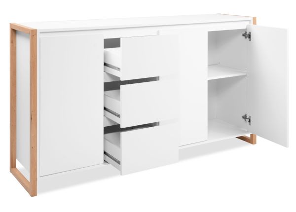 Sideboard Malta in wei� und Artisan Eiche 160 x 88 cm