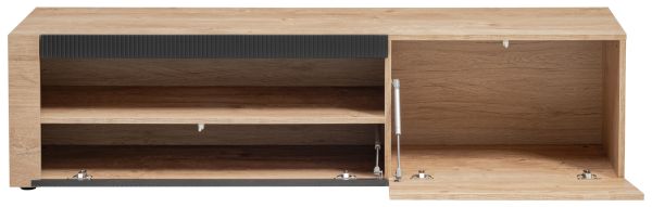 TV-Lowboard Heron in Ribbeck Eiche und schwarz TV Unterteil mit gefr�sten Rillen 160 x 42 cm