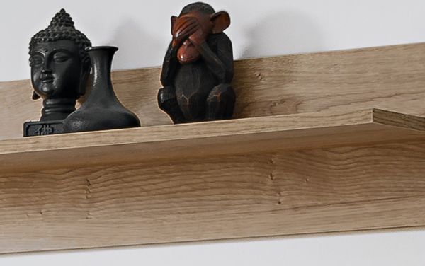 Wandboard Heron in Ribbeck Eiche und schwarz Wandregal mit gefr�sten Rillen 160 cm