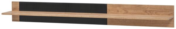 Wandboard Heron in Ribbeck Eiche und schwarz Wandregal mit gefr�sten Rillen 160 cm