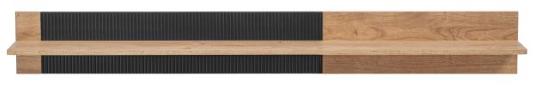 Wandboard Heron in Ribbeck Eiche und schwarz Wandregal mit gefr�sten Rillen 160 cm