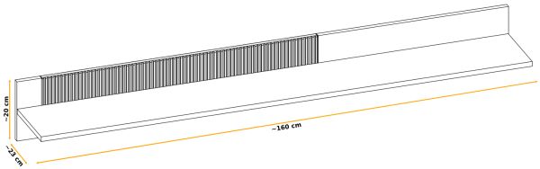 Wandboard Heron in Ribbeck Eiche und schwarz Wandregal mit gefr�sten Rillen 160 cm