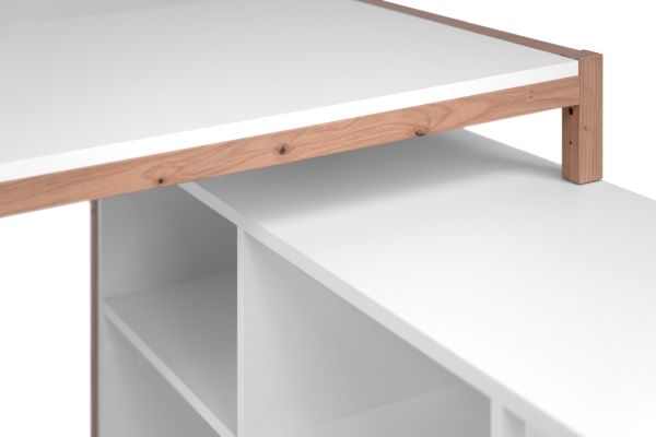 Schreibtisch Malta in wei� und Artisan Eiche 139 x 139 cm